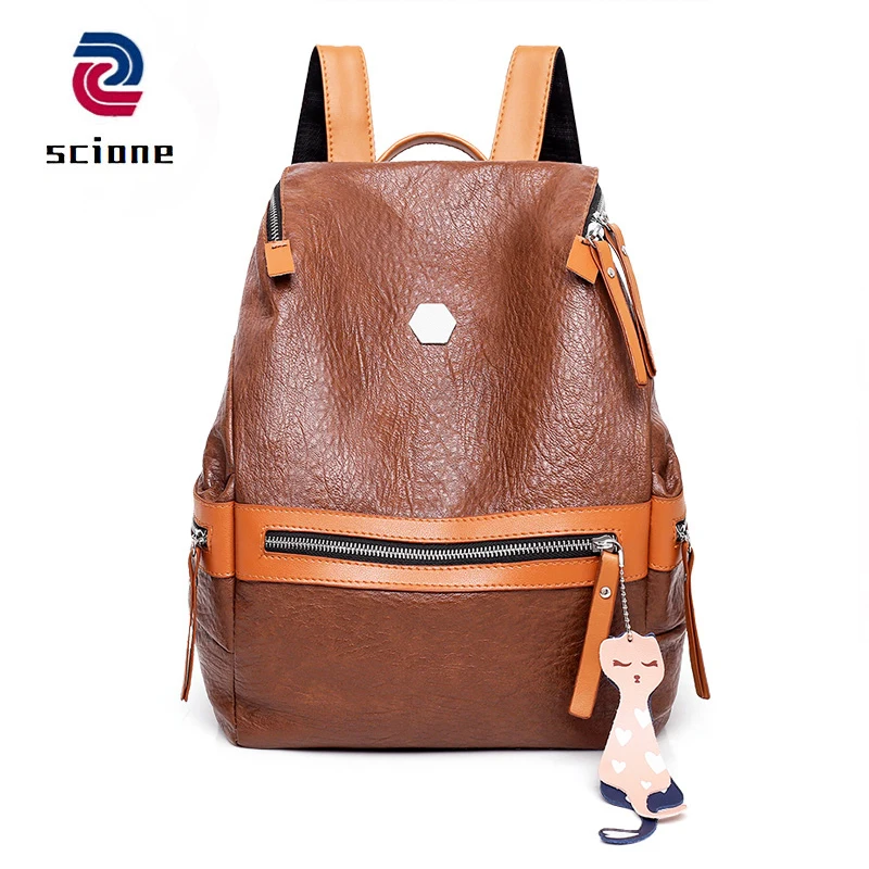 

Fashion Simple Design Women Backpack Soft Leather New Backpack For Female Large Capacity Black Brown Rucksack Feminine Mochila