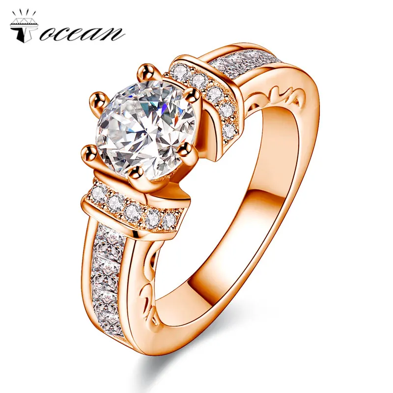 

Tocean Rose Gold Color Fashion Wedding Rings for Women Oval Cut AAA Zircon Engagement Bijoux Bague Size 5-12 W040