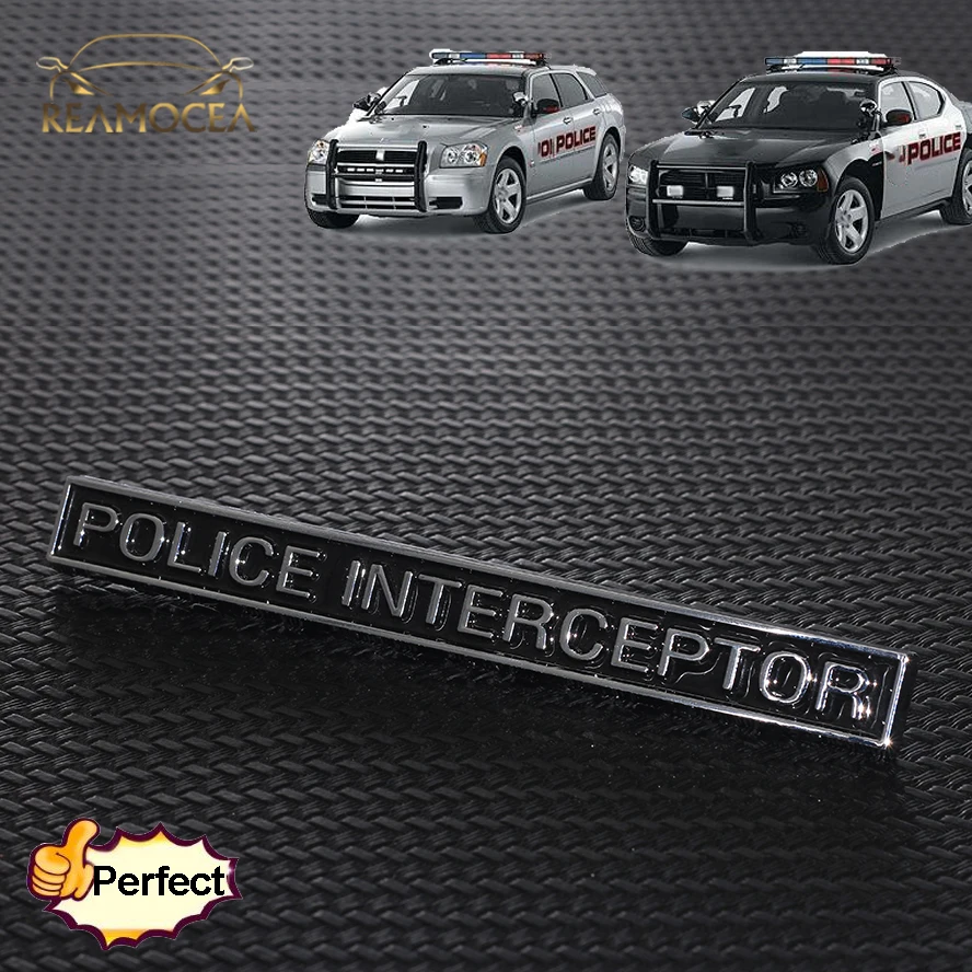 Reamocea 1Pc POLICE INTERCEPTOR ABS Emblem Badge Car Trunk Sticker Fit For Ford Series Car Styling