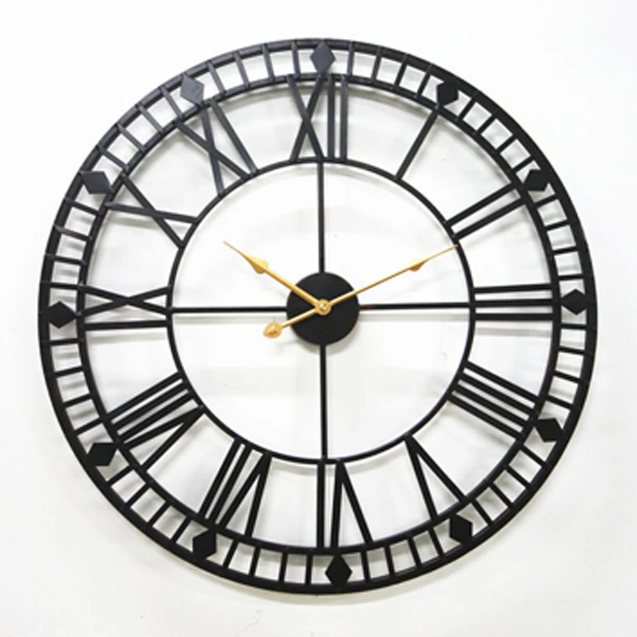 

80 cm Oversized Metal Wall Clock Modern Design European Antique Style Roman Rusty Large Iron Clocks Wall Watch Art Home Decor