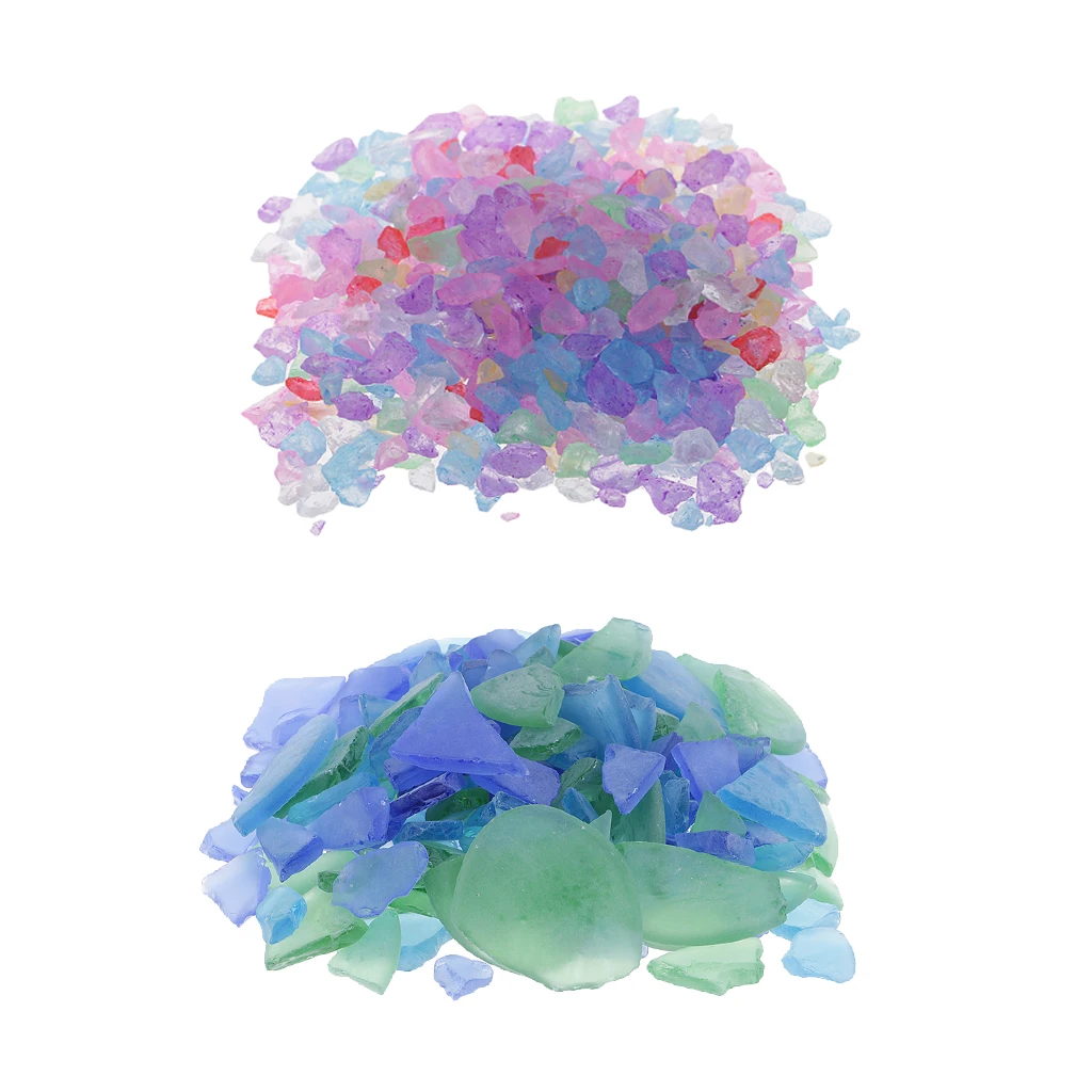 

Wholesale Centerpiece 520g Crystal Sands Vase Filler Decorative Crushed Glass, 520g Sea Glass, Mixed Size Multi Colors