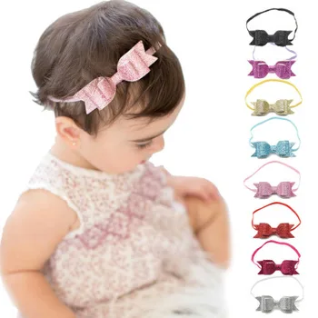 

40Pcs Baby Girl Glitter Bow Headband With Thin Headband Princess Headband