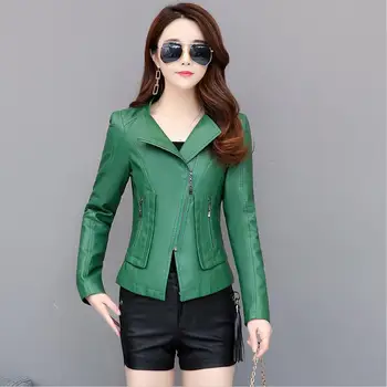 

Black Leather Jacket Women Outerwear Spring 2019 New Women Leather Coat Short Slim Motorcycle Female Leather Clothing