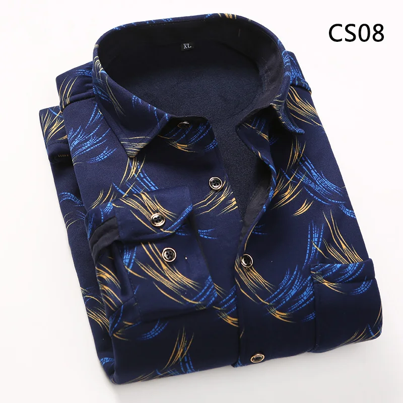 

men plaid shirt fleece lining long sleeve classic thick warm winter cotton larger size big 4XL autumn casual blouse Father Gift