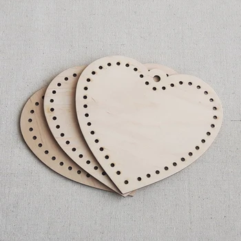 

20pcs heart pendant wooden embroidery blanks perforated plywood laser cut wood stitches for embroidery