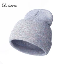 SYi Qarce, женская зимняя блестящая вязаная шапка, Шапка-бини, головной убор, хип-хоп Балаклава, мешковатая Кепка для женщин, мужчин, NM254-62