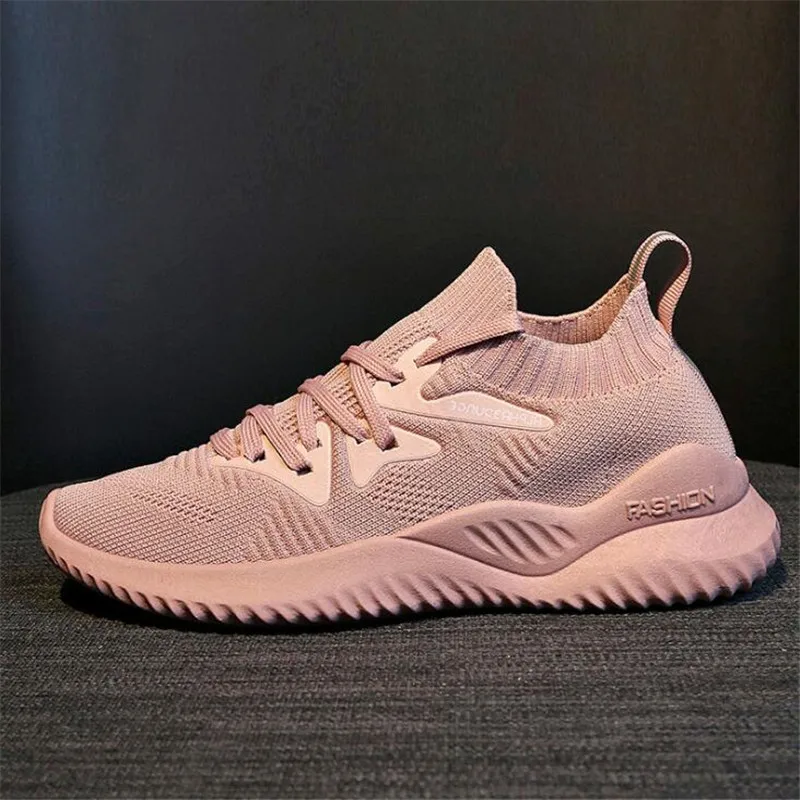 DIWEINI/Женские Дышащие теннисные туфли на шнуровке; Повседневная обувь для улицы; легкие женские вулканизированные кроссовки; женская обувь - Цвет: Pink