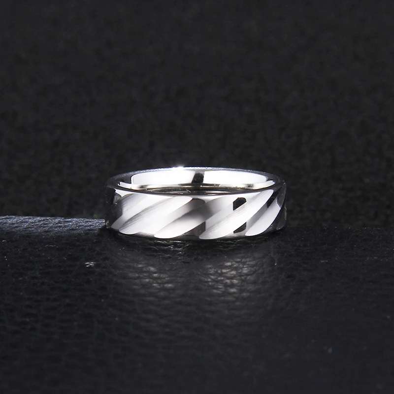 CACANA 6mm Steel Band Wedding Ring fashion silver gold ring 316L stainless steel ring for women men Valentine's Day gift