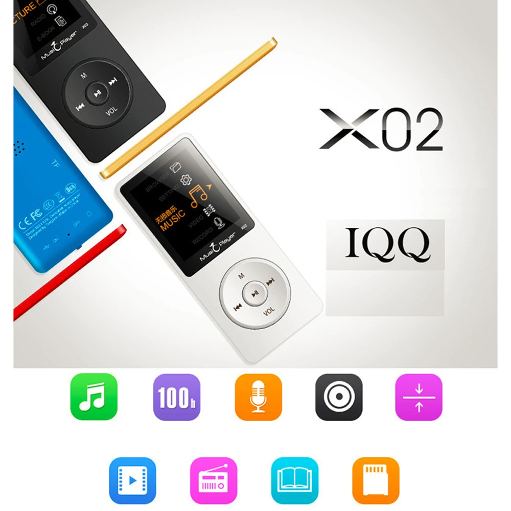 IQQ X02 без потерь цифровой Hifi Flac Спорт Аудио Mp 3 экран Музыка Mp3 плеер с наушниками