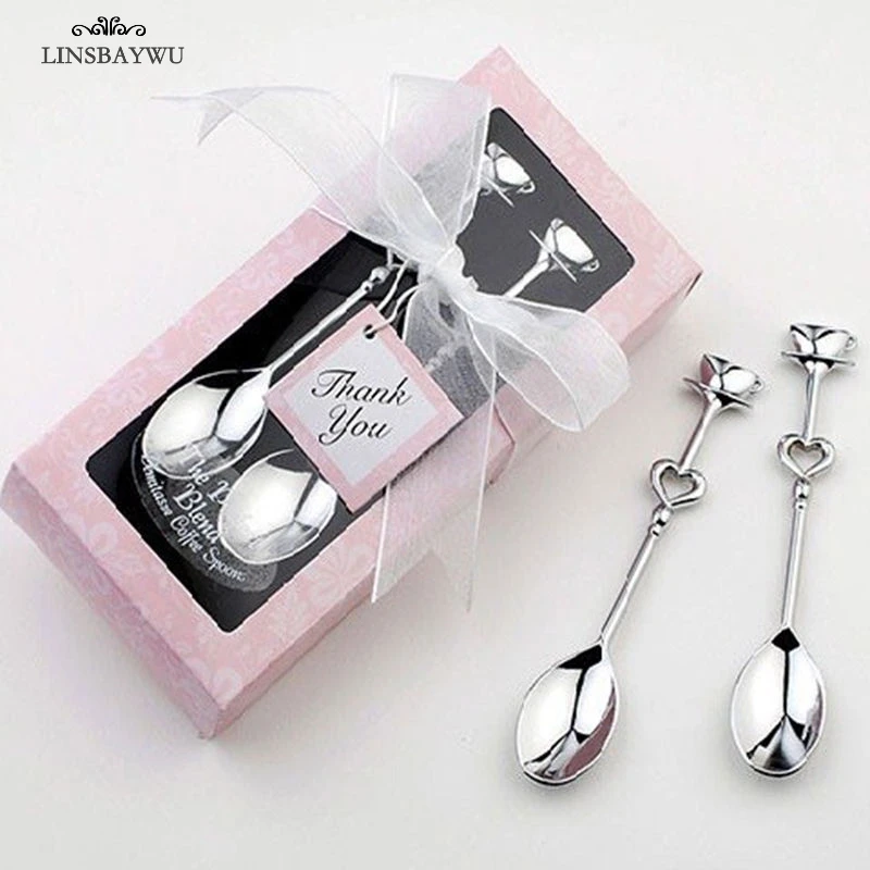 

1 Pair Heart Shaped Love coffee tea measuring Spoon Wedding lover gift stainless steel dinner tableware sets wholesale retail