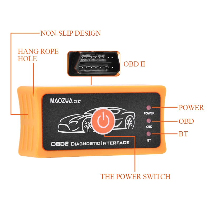 Автомобильный диагностический инструмент Maozua Z137 Bluetooth Elm327 OBD2 Супер Мини ELM327 V1.5 OBD