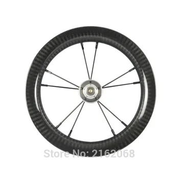 

1Pcs Newest 12 inch 25mm Slide car scooter push bike twill 3K full carbon fibre bicycle clincher rims wheelset 12er Free ship