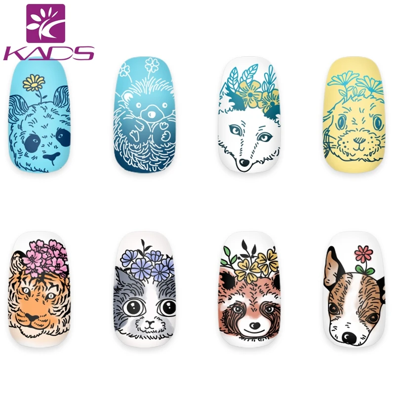 Пластины для стемпинга KADS Zoo 003 штамп ногтей изображение лисы тигра маникюрный