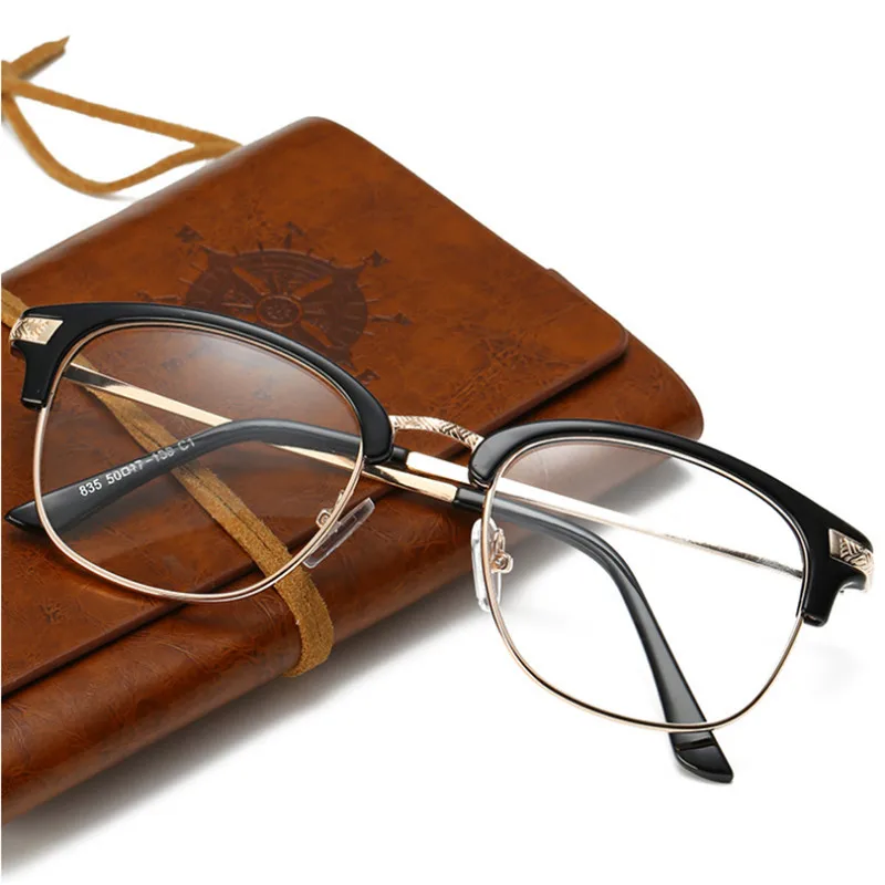 

ZXTREE Fashion Large Frame Myopia Glasses Finished Product Metal Frame With Degree Women Men Myopia Glasses -1.0 to -6.0 ZN10