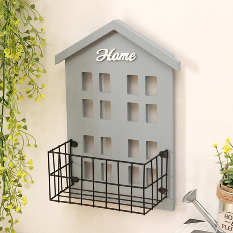 

Elegant Creative Wooden Storage Shelf House Shaped 22.2*9.4*31cm Wall Storage Shelf Rack Yellow/Red/Grey/Blue