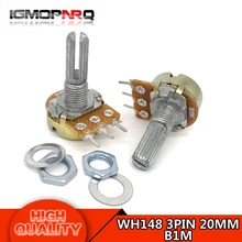 5pcs WH148 3PIN 20MM B1M 1M OHM Single Rotary Potentiometer Pots Shaft 20MM With Nuts Single couplet potentiometer