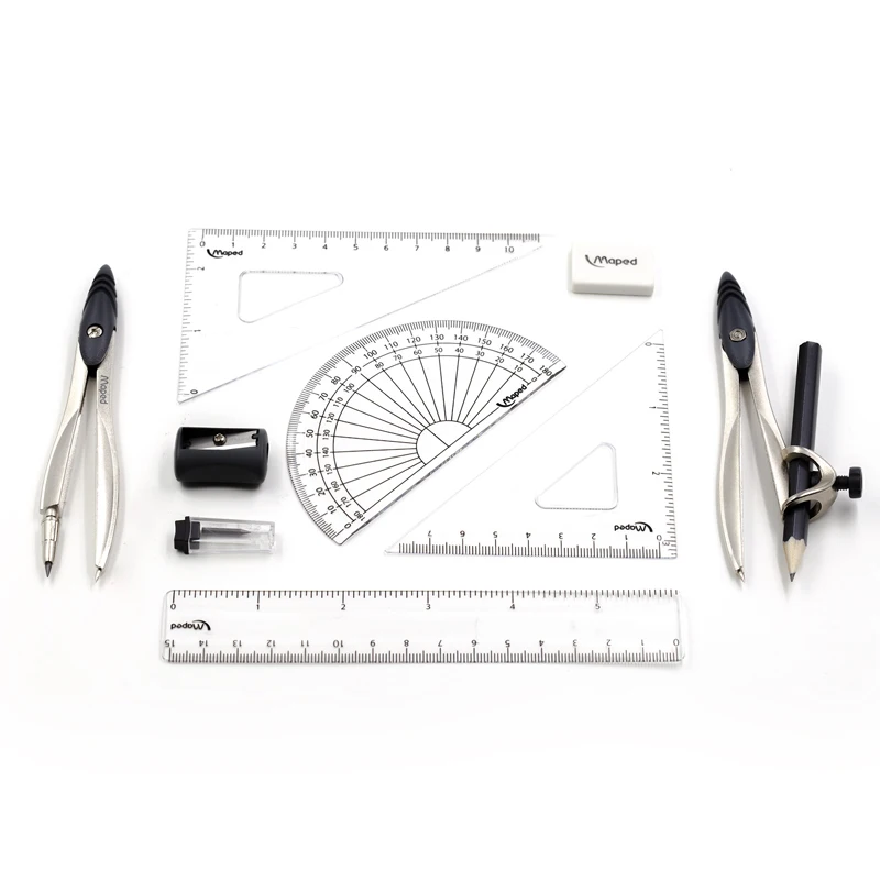 Compass Set for Student with Divider, Set Squares, Ruler, Protractor ...