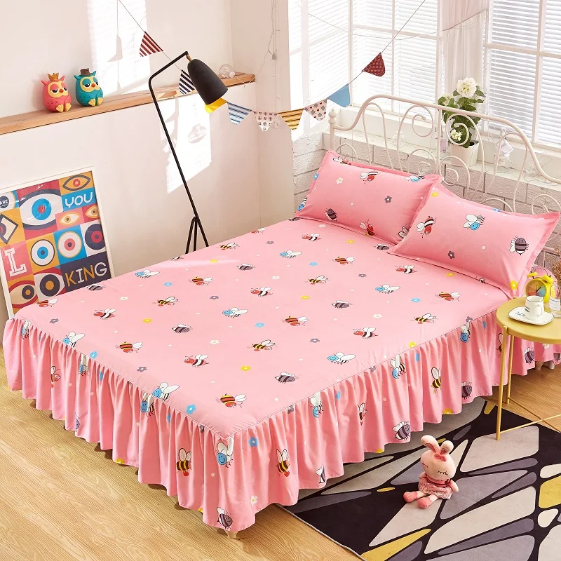 Кровать юбка покрывало Корейская кровать покрывало простыни установлены 1,8/1,5/1,2 метров - Цвет: Print Bed  Skirt-11