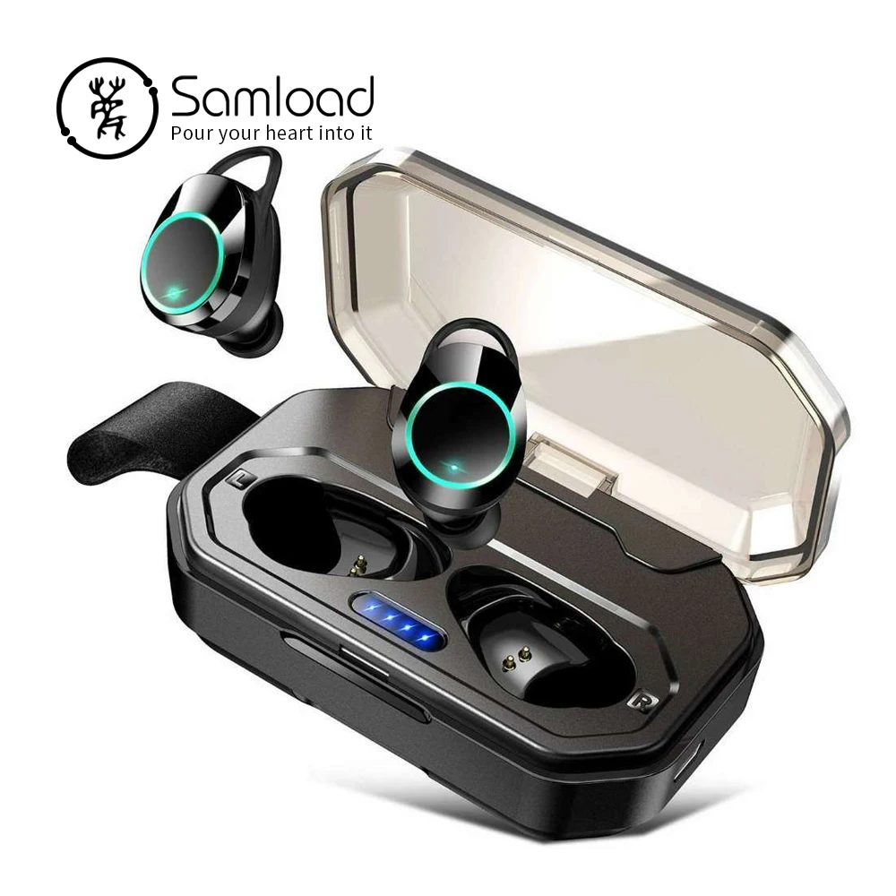 

Samload Wireless Headphones Touch control Bluetooth 5.0 Earbud IPX7 Waterproof Earphone with 3000mAh Power bank For iPhone 7 8 X