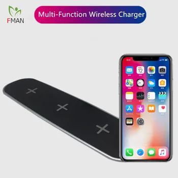 

FMAN 3 Wireless 2 USB Outputs Charger Station For iPhone 5/6/7/8/X Plus Samsung Galaxy S6 S7 S8 Note 5/6/7/8 5W Charging Pad