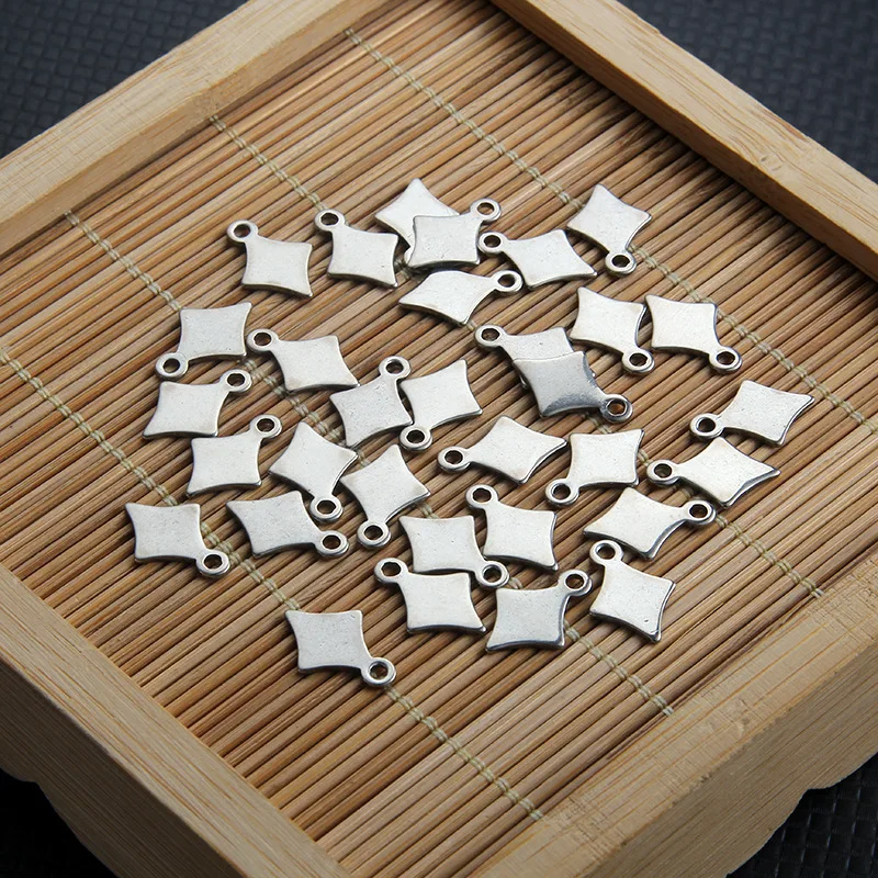 

Semitree 20pcs Small Stainless Steel Rhombus Pendant Charms for DIY Necklace Bracelet Jewelry Making Extension Chain Tail Charm