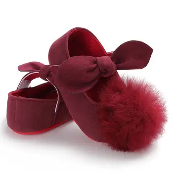 

2020 Baby Shoes Spring and Autumn Fashion Fur Ball Bow Baby Girl Shoes Newborn First Walkers Hair Ball Cute Princess Shoes