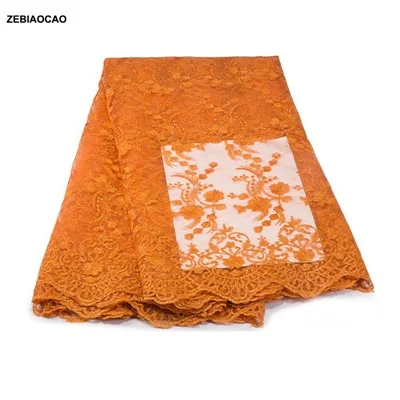 Промо-акция. 2 ярда/лот по Epacket Высокое качество французский чистая кружевная африканская кружевная ткань для свадебного платья - Цвет: Orange(2yard)