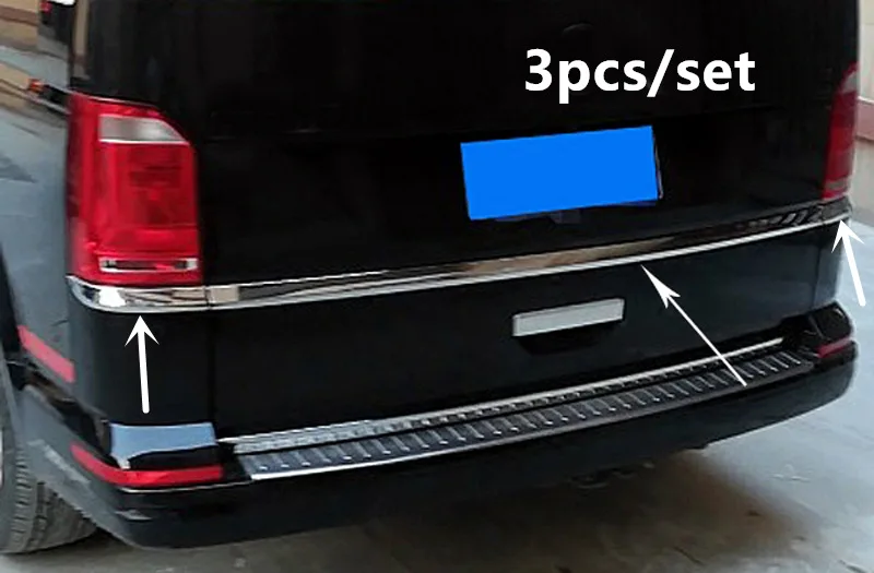 

For Volkswagen Transporter (T6) Caravelle/Multivan 2017 2018 ABS Chrome Rear Trunk Tail Gate Upper Decoration Trim 3pcs