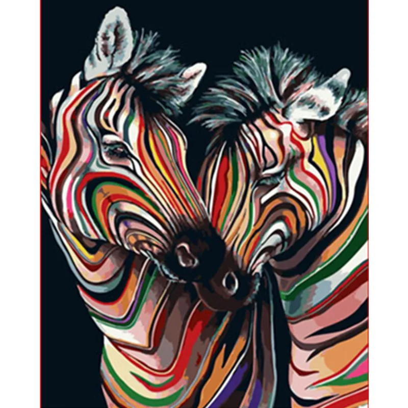 

Painting By Numbers DIY Dropshipping 40x50 50x65cm Color zebra a pair Animal Canvas Wedding Decoration Art picture Gift