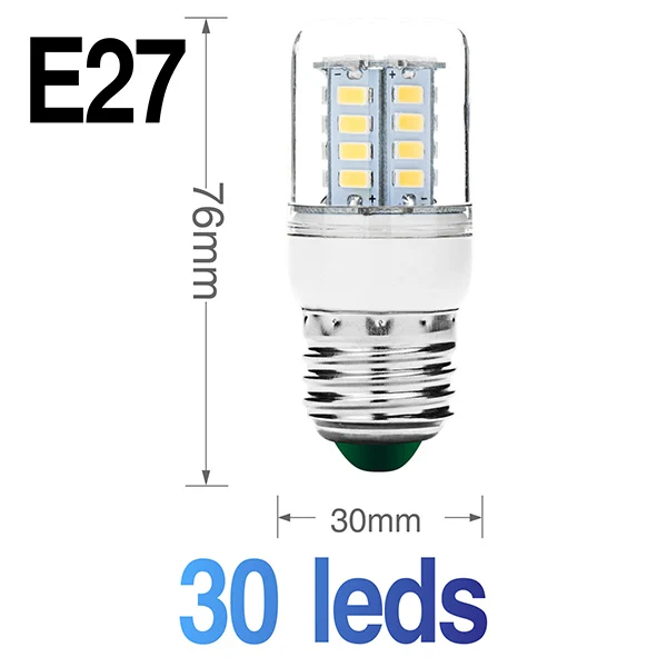 Светодиодный лампы E27 E14 30 36 56 72 89 светодиодный s светодиодный кукурузный светильник 220V SMD5730 лампада энергосберегающий Светодиодный точечный светильник для Гостиная люстра - Испускаемый цвет: E27 30leds