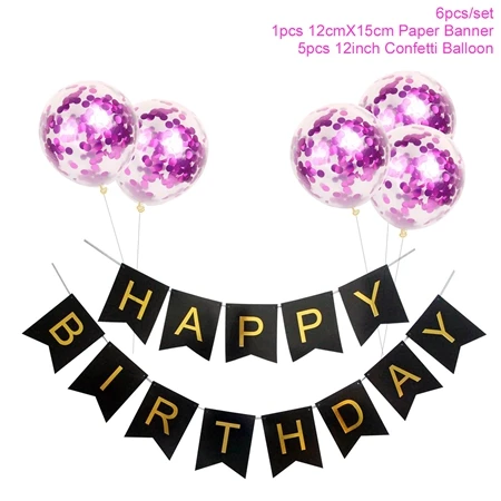 1 Набор «С Днем Рождения» баннер с надписью розовое золото конфетти шарики, День подарков будущей матери День рождения украшения мальчик