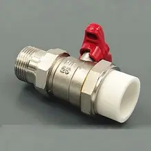 PPR& латунь фитинг Юнион шаровой клапан с патроном FF 25 мм O/D трубка x 3/" BSP Мужская резьба