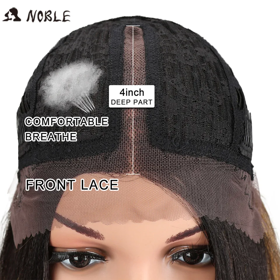 NOBLE Hair Synthetic Lace Wigs Heat Resistant Ombre Wig For Black Women 32 Inch Long Straight Hair Party Cosplay Wig For Women