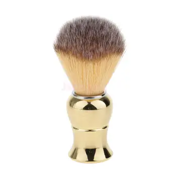 

Gold Professional Men Barber Salon Beard Mustache Shaving Grooming Brush Wet Shave Tool - Ultra Dense Hair, Smooth Shaving