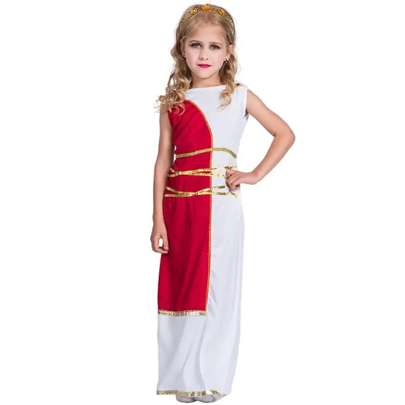 

Kids Girls Halloween Party Princess Costume Greek Goddess Cosplay Dress Set