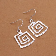 factory promotions E344 wholesale Price Beautiful retro silver plated square earring high quality fashion classic jewelry