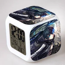 Японский Аниме Черный Рок Шутер светодиодный 7 цветов вспышка цифровой будильник часы детский ночник спальня часы-будильник