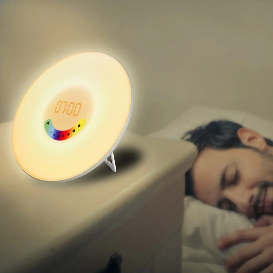 1Pc Touch Sensing Digital Alarm Clock Sunrise Sunset LED Wake Up Lights