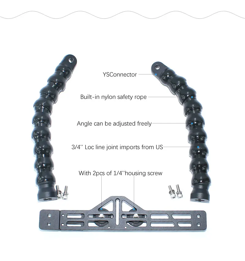NiteScuba Дайвинг loc линия гибкий Рычаг Ручка лоток кронштейн для S2000 стробоскоп светильник и TG5 RX100 корпус камеры подводная фотография