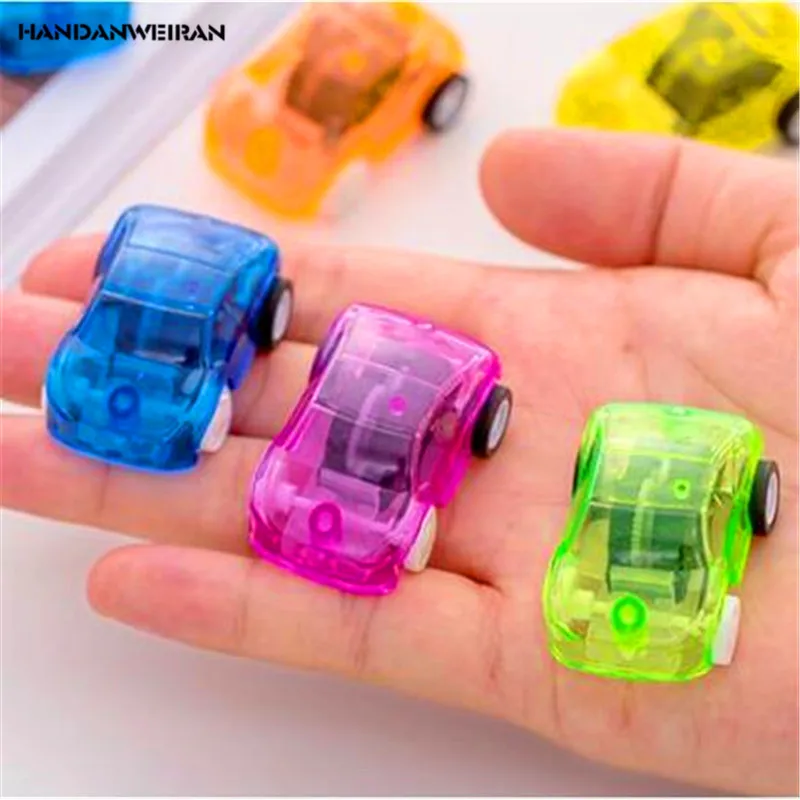

HANDANWEIRAN 3Pcs/Lots Mini Plastic Clockwork Toys Pull Back Car Transparent Racing Wind Up Clockwork Toy Kid's Educational Toys