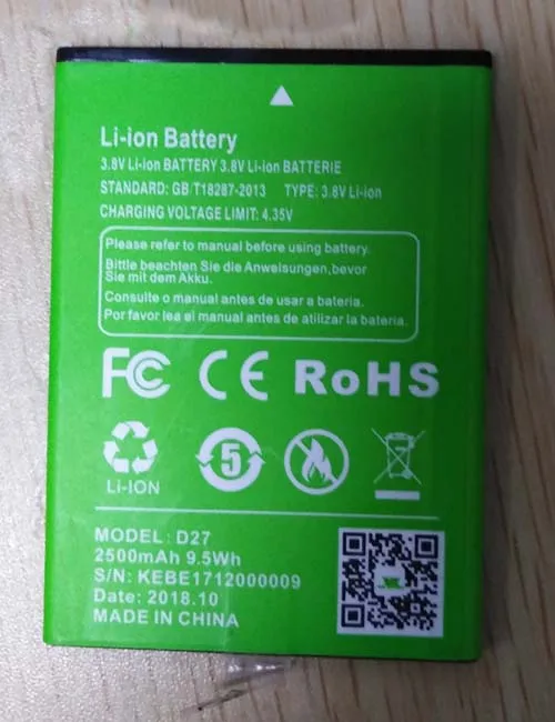 original XGODY D27 phone battery 2500mah 3.8V for XGODY D27 Smartphone Android 7.0 5.5Inch Screen phone-free shipping