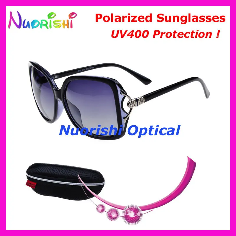 8033 P Модные поляризованные солнцезащитные очки со стразами и UV400 защиты солнечные очки для вождения с милый чехол - Цвет линз: 8033PC