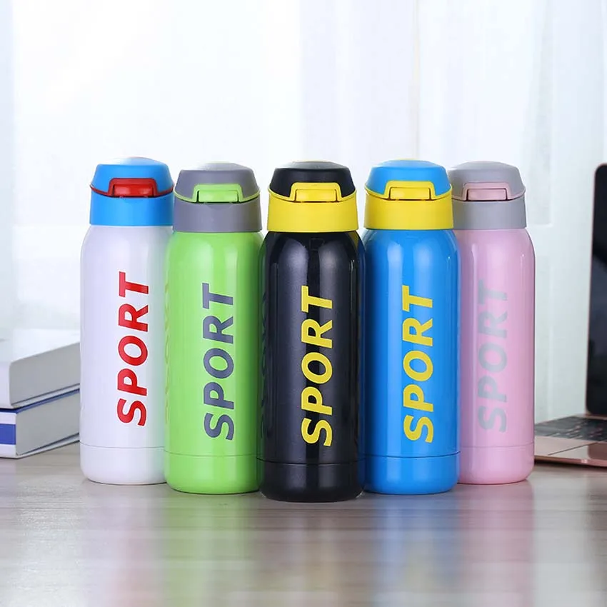 Sports Thermos Thermo Mug Vacuum Straw Cup Stainless Steel Bottle