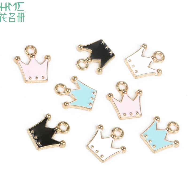 

2017 New DIY Supplies Trendy Korean Style Crown Drop Oil Zinc Alloy Pendant Four Color 10pcs/bag Wholesale Supplies
