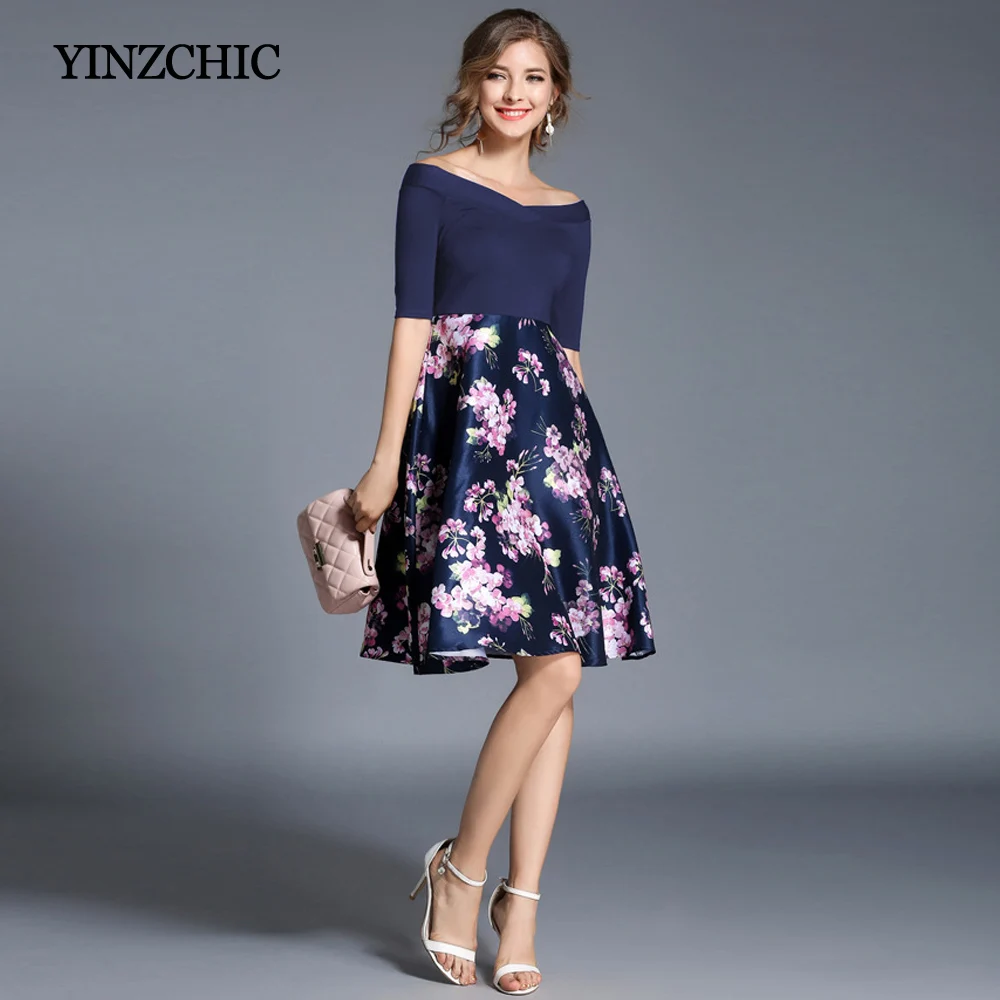 Early Fall Womans Midi Party Dresses Slash Neck Women A Line Dress