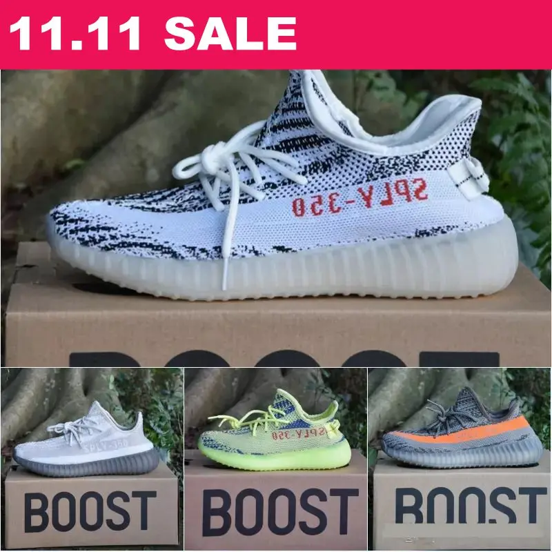 

New Designer yeezys air 350v2 Running Shoes Semi Frozen Yellow Blue Tint Bred Beluga 2.0 Sneakers 350 v2 Zebra Mens Womens