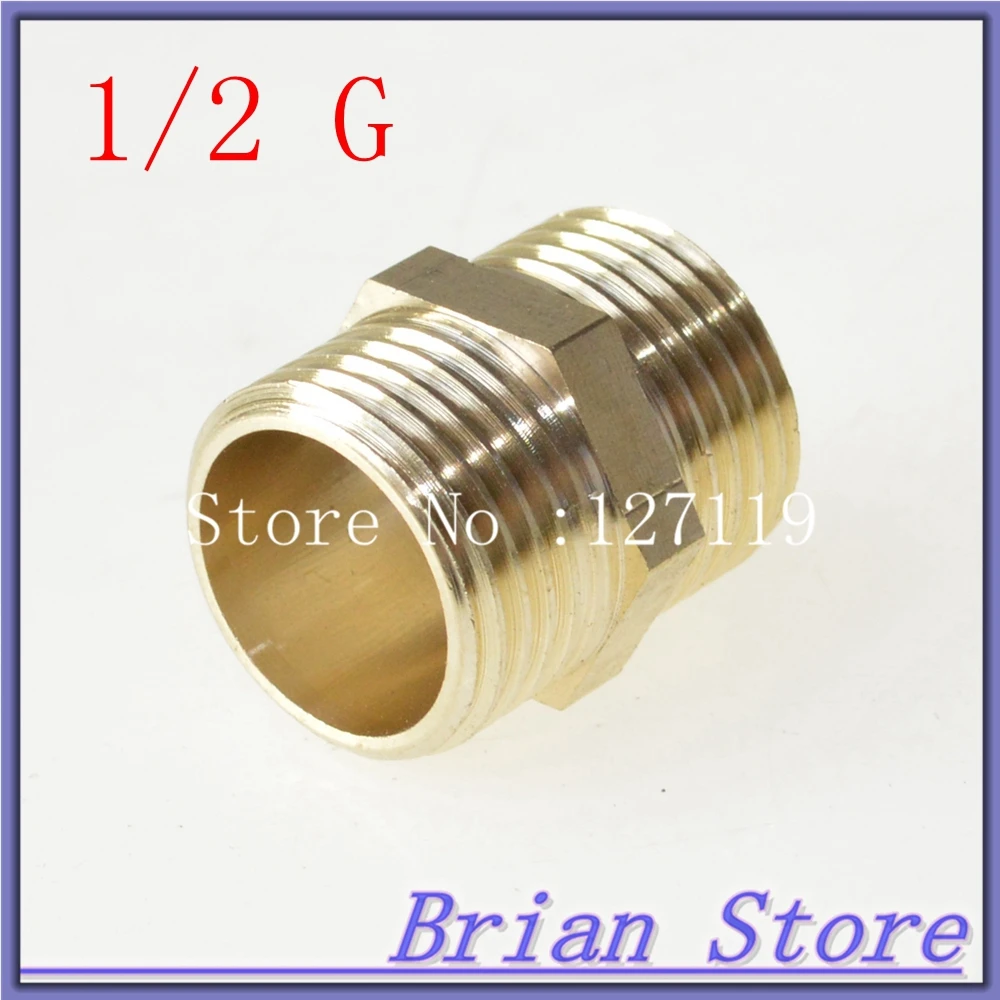 Set 2pcs 1/2" Inch BSP Male Connection Pipe Brass Adapter Coupler