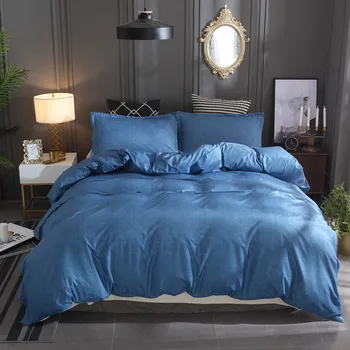 

Simple Duvet Cover Sets 3pcs Solid King Queen Size 100% Polyester Home Quality Bedroom Woven Bedding Set Without Sheet
