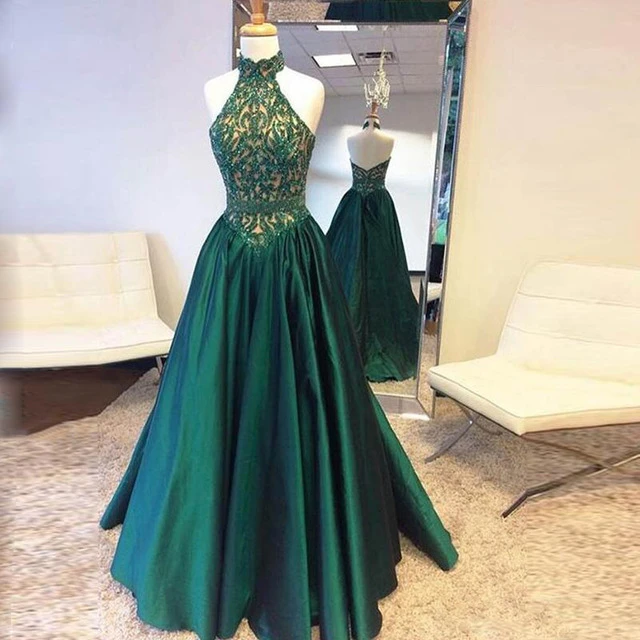 Gorgeous A line Halter Neck Prom Dress ...