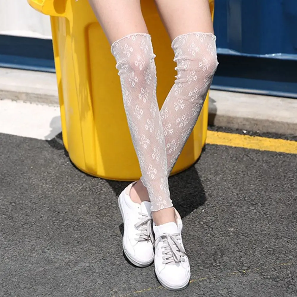 1 пара, женские летние сетчатые двухфункциональные шелковые перчатки с защитой от ультрафиолета или кружевные сетчатые носки, дизайн распродажа